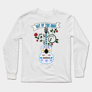 Acustic Guitar Sugar Skull themed Long Sleeve T-Shirt